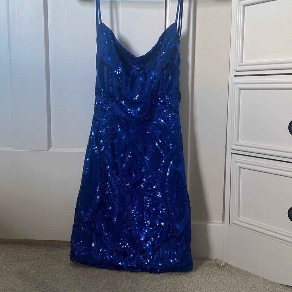 Lucy in the sky Homecoming blue sparkly dress